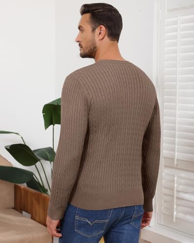 Riyiper 2 Pack Men's Cable Knit Sweaters, Crewneck Long Sleeve Pullover Ribbed Casual Sweater Classic Fit Soft Pullover4