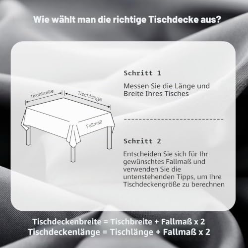 DWCN 2 Stück Hellgrau Tischdecke Fleckschutz Abwaschbar Waschbar 135x180cm – Ansicht 3
