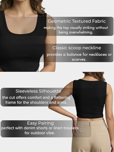 Image of Leriya Fashion Women Solid Polycotton Ribbed Sleeveless Tank Top | Scoop Neck Slim Fit Stretchable Casual Top for Women | Summer Basic T-Shirt Blouse for Girls, Office, Gym