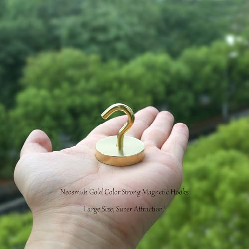 Image of Neosmuk Magnetic Hooks Steel Tube Design for Cruise,130lb+ Gold,10 Pack | Cruise Ship Essentials,Heavy Duty Magnett Hooks for Cabins, Refrigerator, Grill, Hanging, and Travel Extra Strong Must-Haves