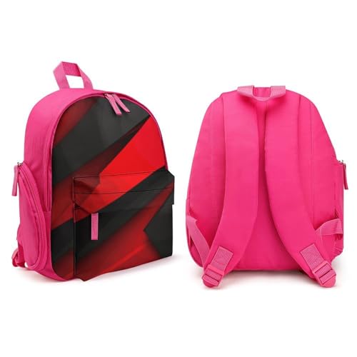 Red Black Backpack Small Book Bag with Side Pocket, Lightweight Durable Backpack, Travel Rucksack, Pink-style4