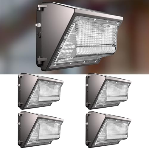 Image of Lightdot 4 Pack 200W LED Wall Pack Lights, Wall Mount Outdoor Exterior Lighting, 100-277V, 30000LM Dusk-to-Dawn, IP65 ETL, 60ft Coverage Area, Parking Lots, Building Exteriors, Backyard /Factory