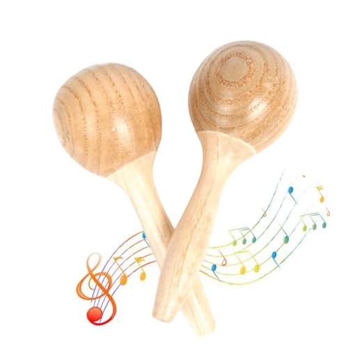 GXGM 2 Piezas Maracas de Madera,Sonajero de Madera,Juguetes Musicales Educativos,Instrumentos Musicales de Percusión de Mano,Juguetes Musicales para Niños