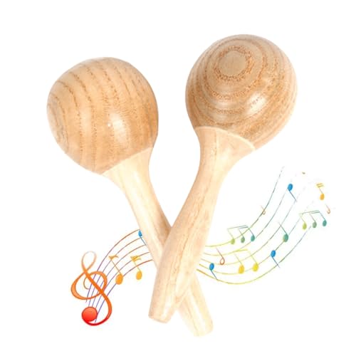 GXGM 2 Piezas Maracas de Madera,Sonajero de Madera,Juguetes Musicales Educativos,Instrumentos Musicales de Percusión de Mano,Juguetes Musicales para Niños