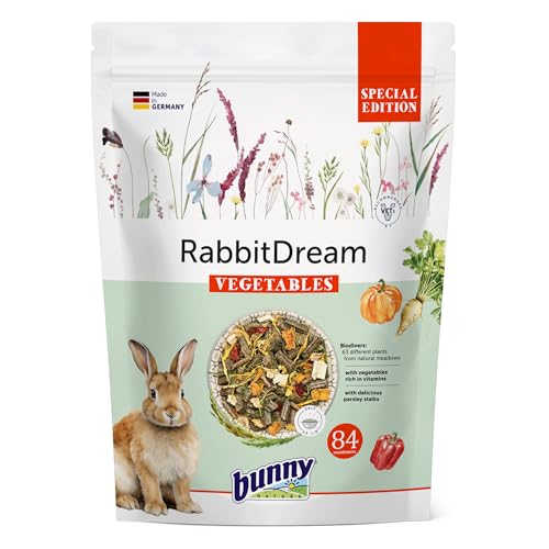 Bunny Nature RabbitDream Vegetables - Rabbit Food 63 Herbs & Veggies, Trimello Cold-Pressed, Supports Teeth & Digestion, No Additives - 3.3 lbs