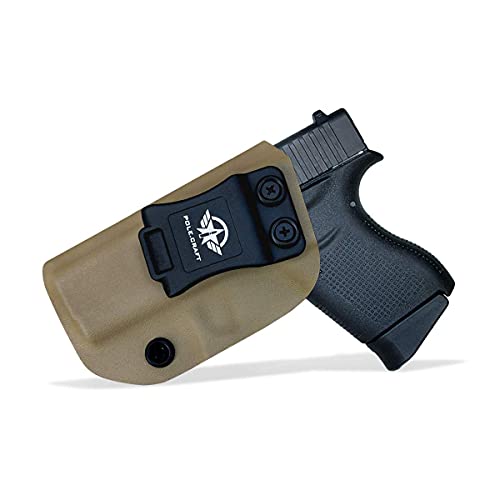 Glock 43 Holster, Glock 43X Holster IWB Kydex Holster for Glock 43 / Glock 43X Pistol Concealed Carry - Inside Waistband Carry Concealed Holster Glock 43 Gun Accessories (Tan, Left Hand)