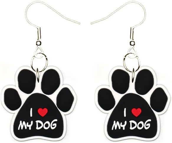 Love My Dog - Aretes hipoalergénicos para cachorros, Caucho, sin tipo de gema