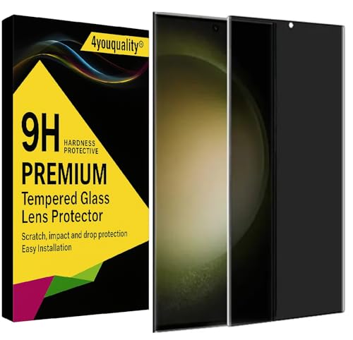 Image of 4YouQuality Privacy Tempered Glass Screen Protector Compatible with Samsung Galaxy S23 Ultra (6.8 Inch) | Curved UV Anti-Spy Screen Guard | 9H Hardness | HD Clear | Fingerprint Sensor Support | Full Coverage | Easy Installation | Pack of 1