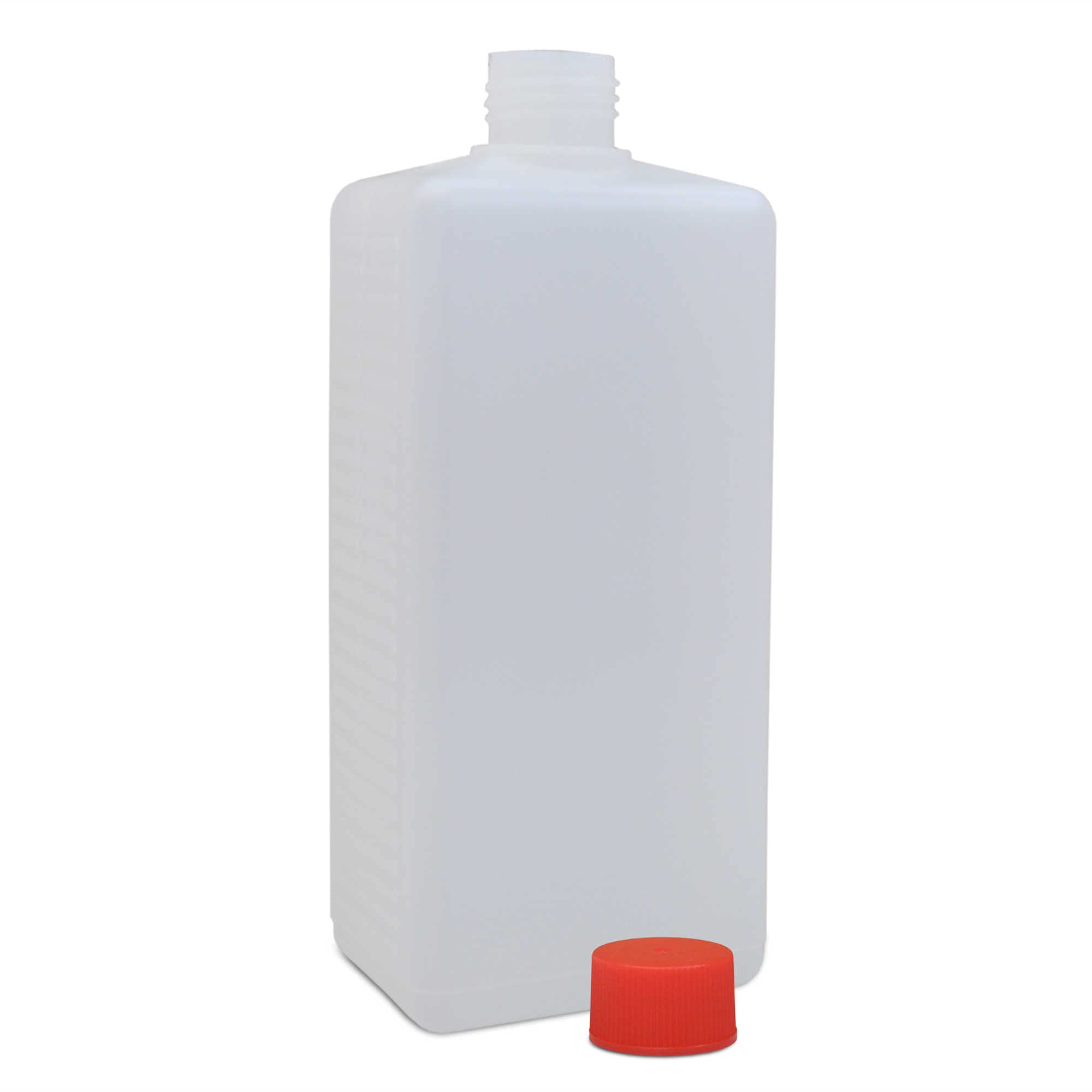 plasteo® 210 botellas de plástico de 500 ml de cuello estrecho con tapa, botella de polietileno