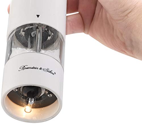 Rosenstein & Söhne Elektrische zoutvaatje: set van 2 elektrische zout- en pepermolen, keramische maalwerk, licht, 22,5… - Image 3