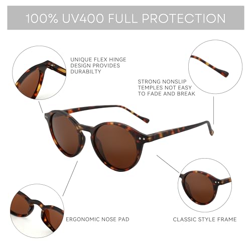 Image of ZENOTTIC Polarized Round Sunglasses, Stylish Sunglasses for Men and Women Retro Classic, Multi-Style Selection