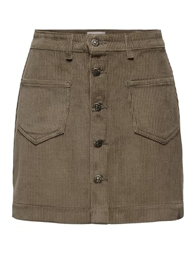 ONLY Mini Cord Rock Kurzer High Waist Skirt mit Knopfleiste und Fronttaschen ONLAMAZING, Farben:Dunkelbraun,Größe Damen:M