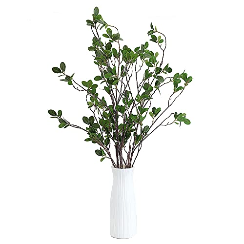 44 Inch Artificail Eucalytus Greenery Stems, Faux Ficus Branches With Leaves, Ficus Twig Vase Filler Greenery For Wedding Home Floral Arrangements, 3 Pcs #TOP3