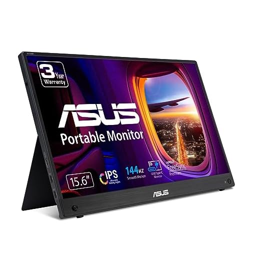 ASUS ZenScreen 15.6” 1080P Portable USB-C Monitor (MB16AHG) - Full HD, IPS, 144Hz, Mini-HDMI, Freesync Premium™, Ergo kickstand, Eye Care, Blue Light Filter, Tripod Mountable, Protective Sleeve