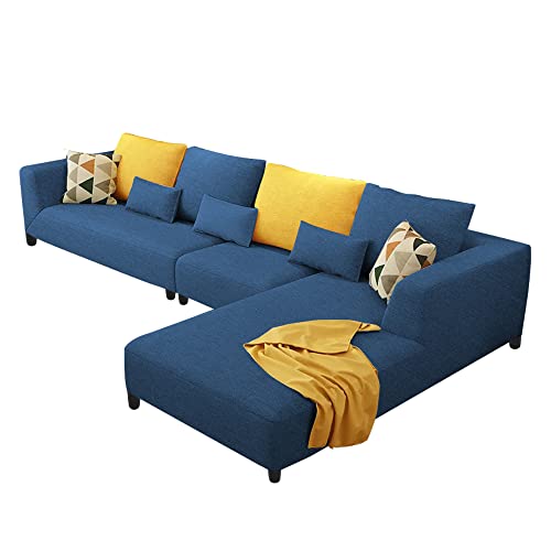 Image of Casaliving Minta RHS 6 Seater L Shape Sofa Set for Living Room (Blue Colour) Velvet Fabric Sofa Set for Living Room