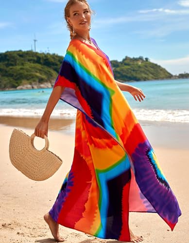 Image of NFVNKJ Women's Plus Size Beach Lounge Kaftan Maxi Dress Swimsuit Coverup for Women