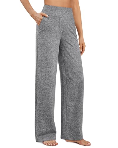 G4Free Wide Leg Woman Yoga Dress Pants for Women Straight Leg Sweatpants Stretch Bootcut Trouser Pants Work Slacks with Pockets(Heather Grey,M,Regular)