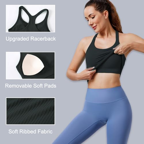 Image of Women's Workout Tank Tops, with Built in Bra Racerback Seamless Crop Tops | Removable Pads, 1 /2 /3 Pack, A-D Cup, High Support, Wireless, Full Coverage, Camisole Sport Tanks, for Yoga Gym Exercise Daily
