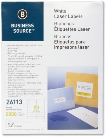 Business Source 26113 Mailing Label - 1" Width x 4" Length - 5000 / Pack (26113)