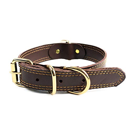Collier de chien en cuir véritable réglable et robuste pour grands chiens