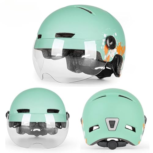 kowaku Capacete de bicicleta elétrica, equipamento de proteção com luz e viseira, masculino, feminin