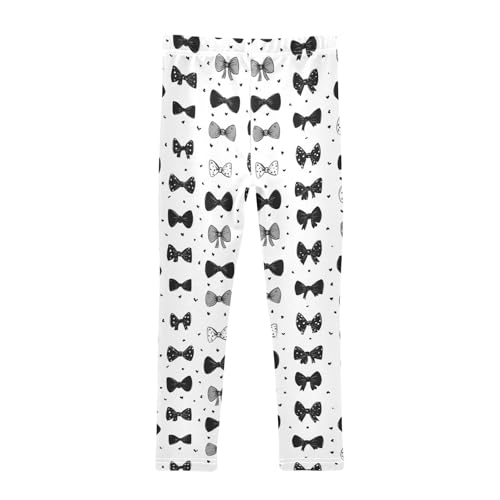Girls Leggings Black and White Bows Heart Soft Toddler Leggings for Girls Kids Pants Size 4T-10T2