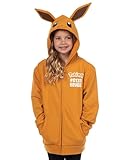 Pokemon Hoodie Kids' Gen 01 Eevee Zip-Up 3-D Character Costume Hoodie (Eevee, Medium)