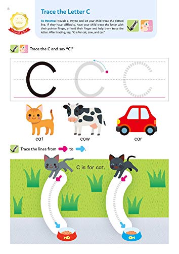 Play Smart Alphabet Age 3+: Preschool Activity Workbook with Stickers for Toddlers Ages 3, 4, 5: Lea