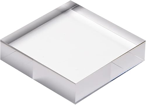 Miniatura 2 de CiaoHER Bloque de exhibición de cubo acrílico cuadrado de 7 pulgadas de grosor, base sólida de 7 x 7 x 1 pulgada, 1 paquete