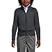 Lands' End Uniform Cotton Modal Zip Front Rib Cardigan Black Kids Large