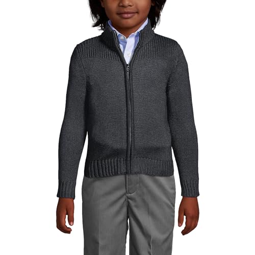 Lands' End School Uniform Boys Cotton Modal Zip Front Cardigan Sweater2