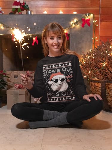 Freedomtees Funny Ugly Christmas Sweater Sweatshirt Snow's Out Ho's - Image 3