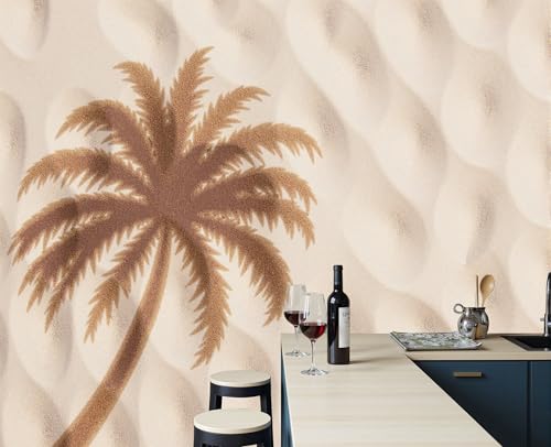Papier peint palmiers panoramique texture sableuse chic - 2