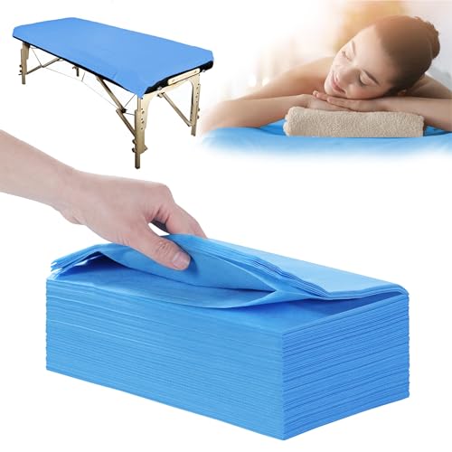 31" x 71" Disposable Bed Sheets for Massage Table Waterproof Massage Table Sheet Soft Non Woven Fabric SPA Bed Cover Breathable for Massage Beauty Tattoos 50PCS (Blue)