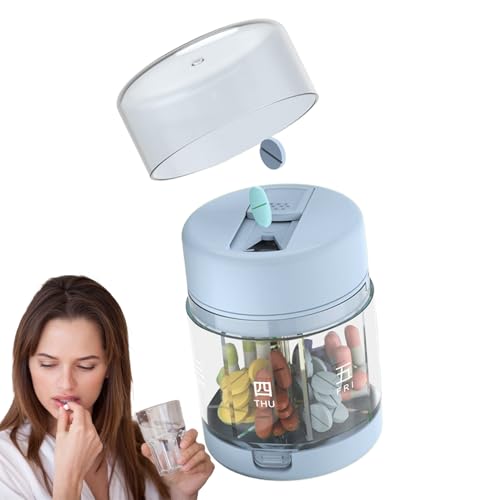 Estuche Portátil Para Pastillas,Pastillero Pequeño - 7 Compartimentos Almacenamiento Compacto Con Cortador Y Organizador De Medicación Para Uso Diario, Exteriores Y Bolsillos