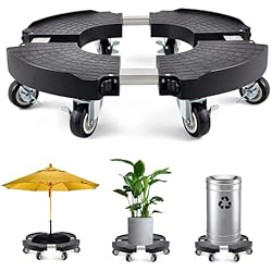 Macetas Grandes Con Base TreeGun Soporte para Plantas con 8 Ruedas Bloqueo, Plataforma con Ruedas Ajustables 38-58cm, Soporte para Macetas Capacidad de Carga 200kg, Base para Flores con Ruedas para Interiores y Exteriores