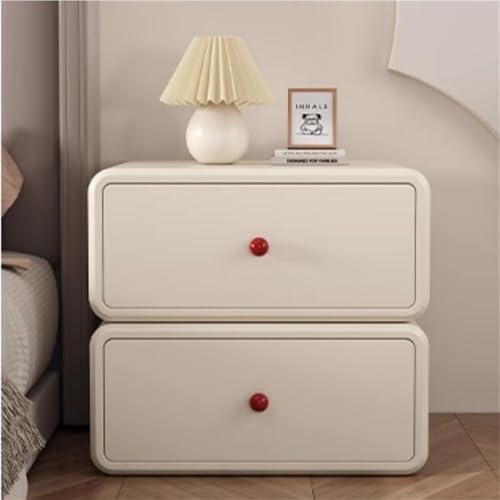Modern White Wooden Bedside Table with Rounded Corners - Lightweight Side Table for Living Room & Office, Spacious 50 cm Top Surface, Stylish Design, Versatile Use