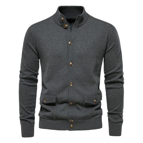Pull en tricot uni pour homme en version cardigan chic de mi-saison - 7