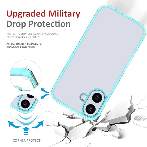 Image of for iPhone Case 16, [Anti-Yellowing Technology] [Military Grade Drop Protection] Shockproof Slim Hybrid Phone Case for iPhone 16 - Crystal Aqua Blue