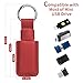 CaSZLUTION Microfiber Leather Small Sized USB Flash Drive Case, Anti Lost Mini USB Flash Drive Holder Protector with Keychain, Portable Storage Carrying Case for Mini Thumb Drive (Dark Red)