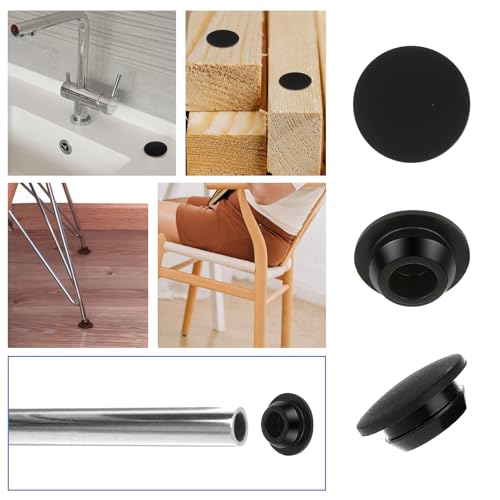 Image of 10 Pcs Rubber Plugs for Round Holes Black 10mm Diameter Rubber Hole Plugs Silicone Snap in Type Locking Furniture Hole Plug Round Protective Cover Cap