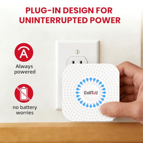 Image of CallToU Wireless Caregiver Pager, 2 Buttons, Vibrating & Plug-in Receivers