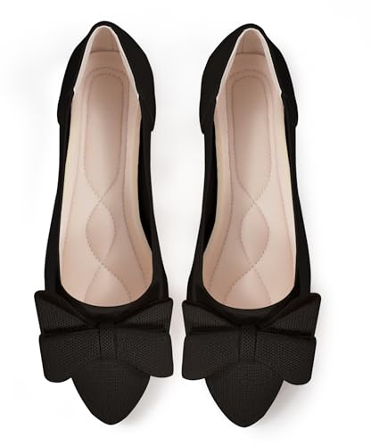 Women's Flats Shoes Pointed Toe Flats for Women Cute Bowknot Knit Breathable Comfortable Dressy Casual Slip On Ballet Flats for Walking Work Business