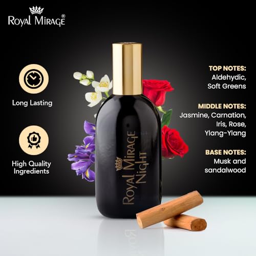 Image of Royal Mirage Night Eau De Cologne for Men | Long-Lasting Perfume | Refined Nocturnal Fragrance | Fresh Greens, Floral & Musky Depth | Evening Versatility | Perfume for Man | 120ml