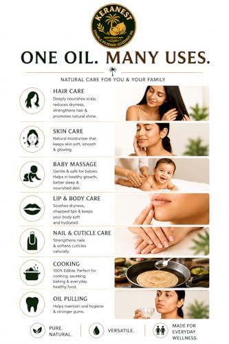 Image of Keranest Home Grown Purity Virgin Coconut Oil Cold Pressed Double Filtered Multipurpose Kitchen Hair Body Household Use 500 ml