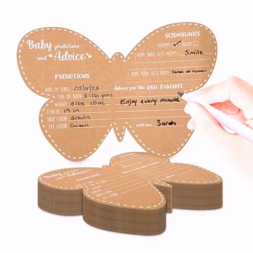 Butterfly Baby Shower Decorations - Baby Shower Advice Cards for Parents to Be- Baby Shower Games for Girl - Set of 50 (Butterfly)