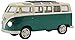 Produktbild Jamara 405146 VW T1 Bus 1:24 Diecast grün LED Beleuchtung, detailgetreuer Innenraum, Sound, Motorgeräusch, Rückzugmotor, Seitentüren öffnen, Fahrzeugdetails im Chromdesign