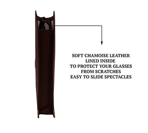 Image of Adamis Full Grain Genuine Leather Spectacles Soft Shell Case for Men and Women