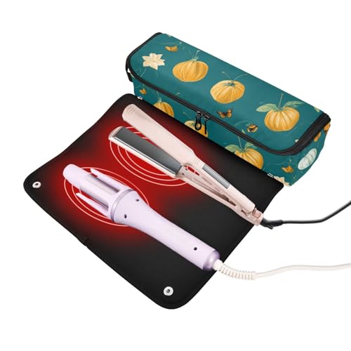 Bolsa de viaje para herramientas de cabello para mujeres y esterilla resistente al calor impermeable portátil para planchas, rizadores, secadores planos miniatura 2