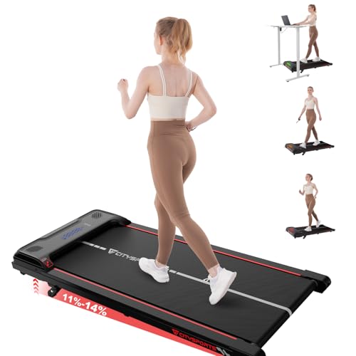 CITYSPORTS Tapis de Course Électrique Inclinable 11–14%, Tapis Roulant Silencieux 1–6 km/h, Écran LED, avec Télécommande, Tapis de Marche pour la Maison et Le Bureau (Red)